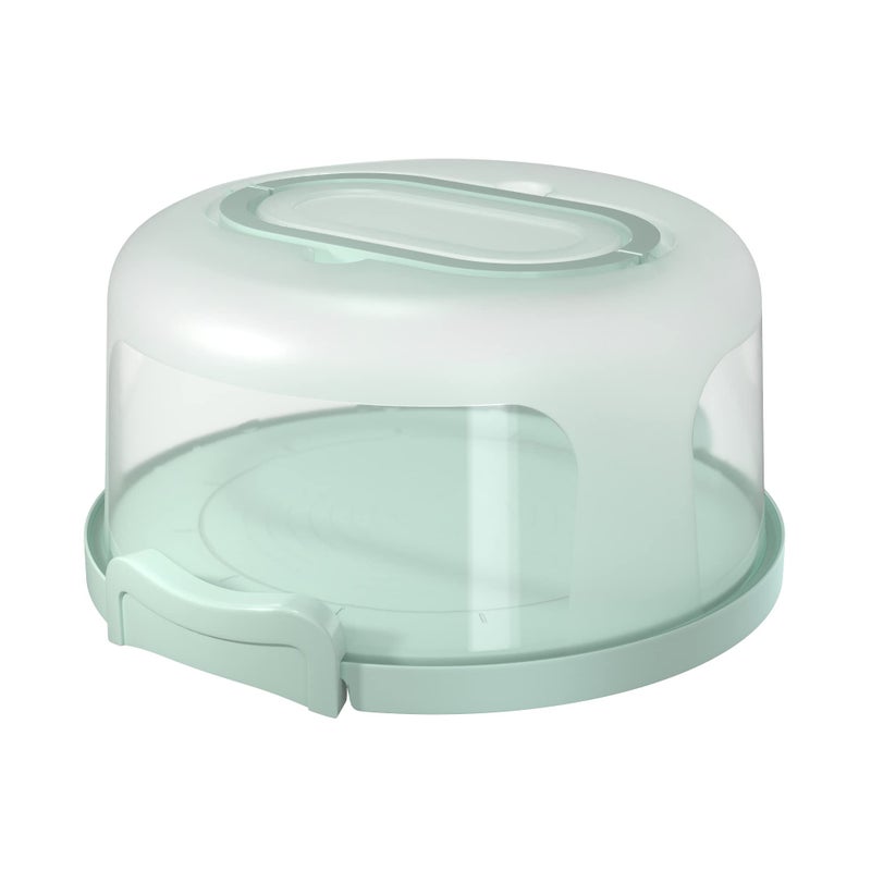 Top Shelf Elements Round Cake Carrier Two Sided Cake Holder Serves as Five Section Serving Tray, Portable Fits 10 inch Cake, Box Comes With Handle, Container Holds Pies (Green) - Image 1